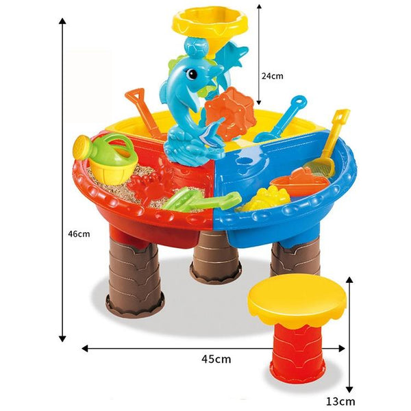 Outdoor Sandy Beach Table Toys Set for Kids(Dolphin and Round Table)