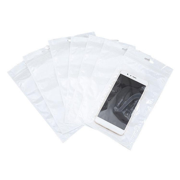 100 PCS 16cm x 24cm Hang Hole Clear Front White Pearl Jewelry Zip Lock Packaging Bag, Custom Printing and Size are welcome