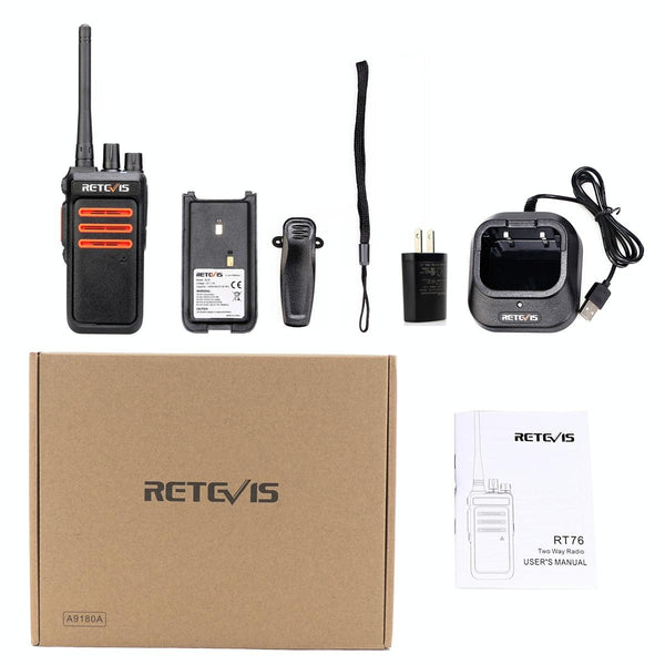 RETEVIS RT76 5W 30CHS GMRS Two Way Radio Handheld Walkie Talkie, US Plug(Black)