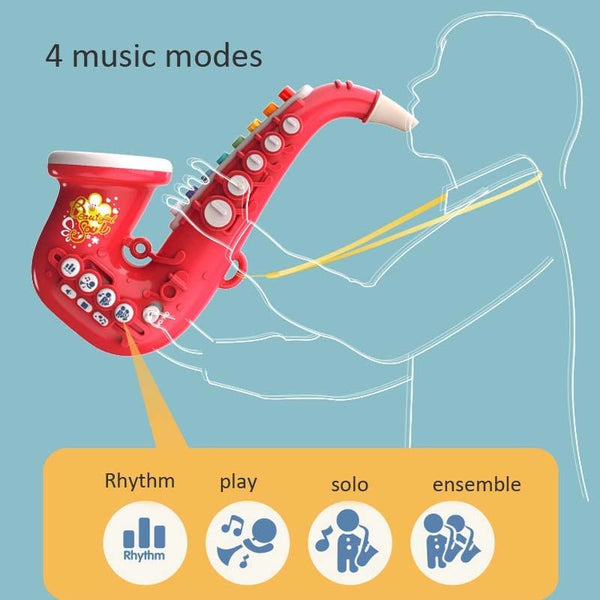 Children Early Education Puzzle Playing Simulation Musical Instrument, Style: 6805 Saxophone-Red