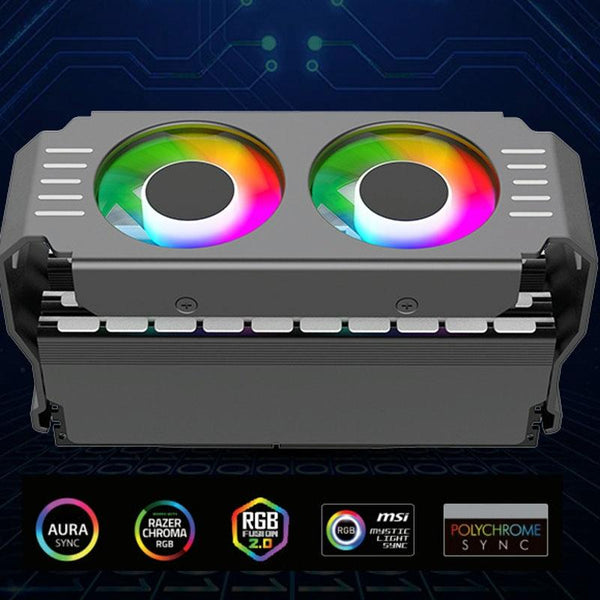 Desktop ARGB Memory Cooler PWM Temperature Control Dual Fan, For DDR / DDR2 / DDR3 / DDR4 / DDR5(White)