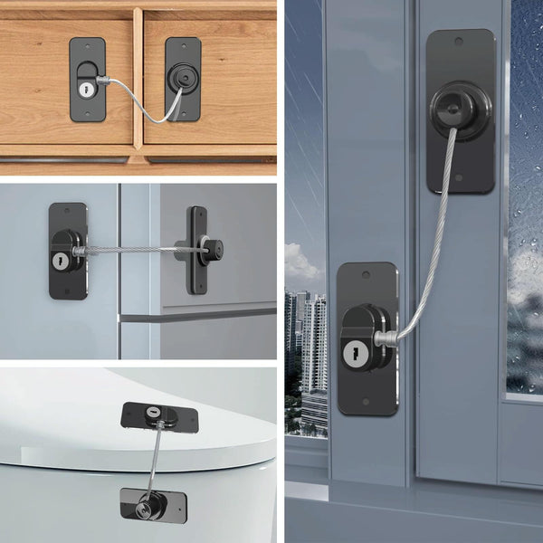 Multifunctional Children Window Safety Lock With Key Refrigerator Cabinet Lock Dual Purpose Limator(White)