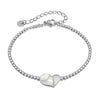 OPK GS1549 Stainless Steel With Diamonds Bracelet Love Heart Shell Hand Jewelry, Color: Steel Color