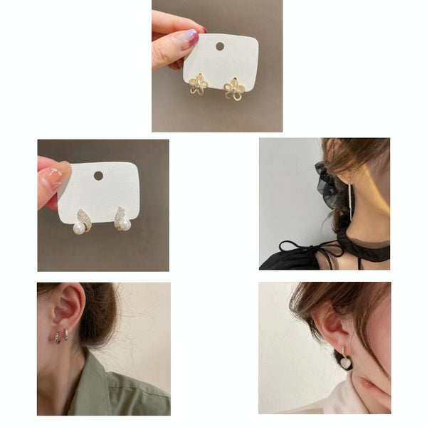 Shell Double Layer Earrings with Diamond Earrings, Color: EH1357