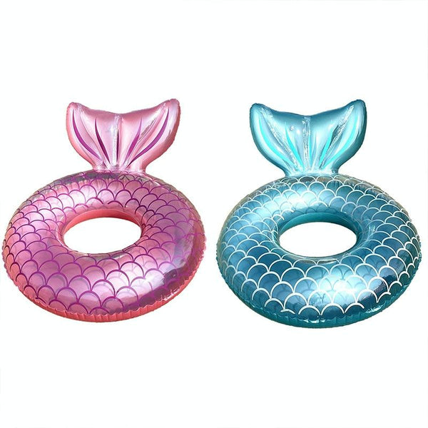 Adult Thickened Backrest Swimming Ring Mermaid Swim Ring(Blue)