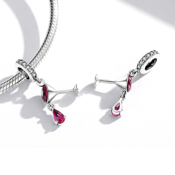 S925 Sterling Silver Shaking Wine Glass Pendant DIY Bracelet Necklace Accessories