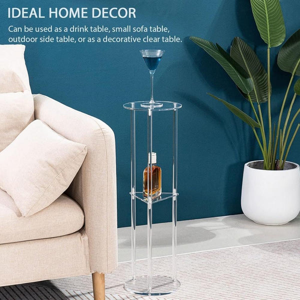 3 Layer Acrylic Round Table Bedroom Living Room Wine Table(130)