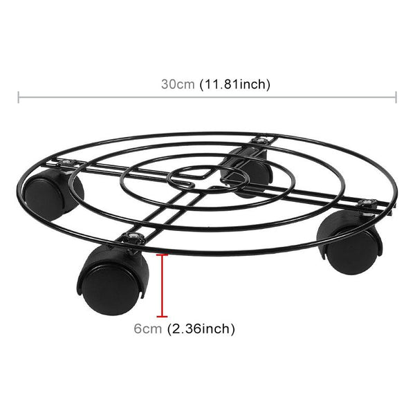 Iron Plant Flower Pot Stand Universal Wheel Moving Round Flower Pot Rack, Diameter: 30cm(White)