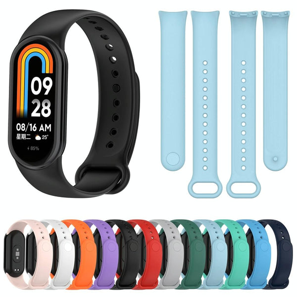 For Xiaomi Mi Band 8 Solid Color Silicone Plug Replacement Watch Band(Black)