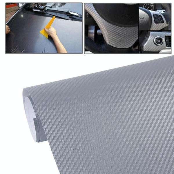Car Decorative 3D Carbon Fiber PVC Sticker, Size: 152cm x 50cm (Light Grey)