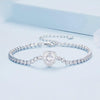BSB098 S925 Sterling Silver Sparkling White Gold Plated Heart Zirconia Bracelet