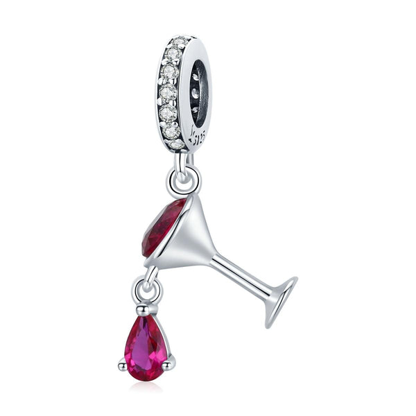 S925 Sterling Silver Shaking Wine Glass Pendant DIY Bracelet Necklace Accessories