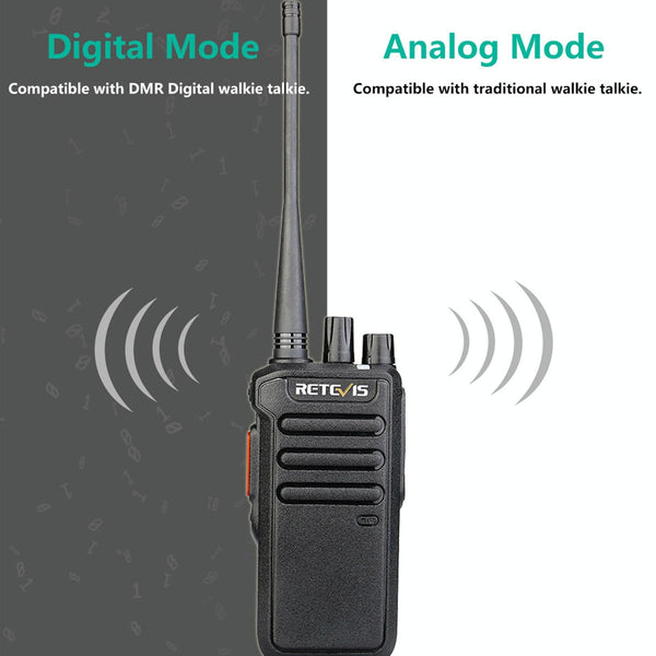 RETEVIS RT43 5W UHF 400-480MHz 32CHS DMR Digital Two Way Radio Handheld Walkie Talkie, US Plug(Black)