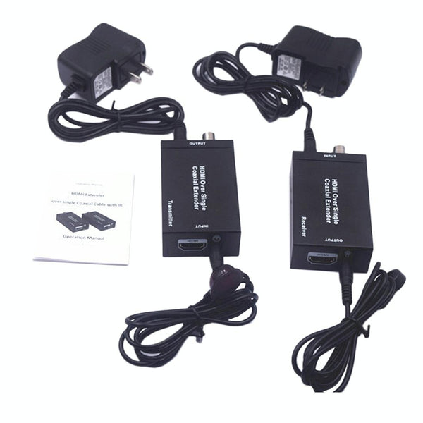 NK-C100IR 1080P HDMI Over Single Coaxial Extender Transmitter + Receiver with IR Coaxial Cable, Signal Range up to 100m (US Plug)