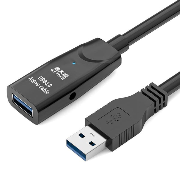 D.Y.TECH USB 3.0 Male To Female Extension Cable Double Shielded Chip Data Cable, Length: 15m