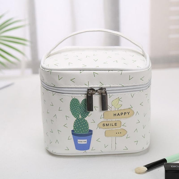 Fashion Makeup Travel Bag Women Portable Cosmetic Toiletries Storage Bag(Cactus)