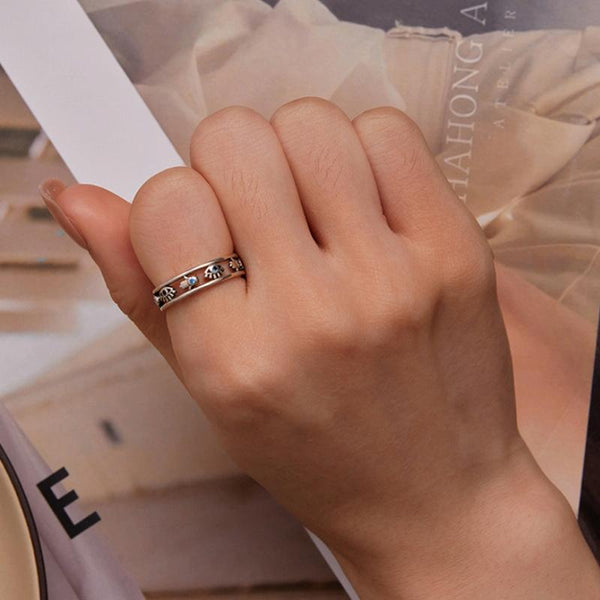 SCR900 Sterling Silver S925 Devil Eye Cutout Symbol Zircon Ring(No.8)