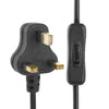 2 Prong Style UK Plug AC Power Cord with 304 Switch, Length: 1.2m(Black)