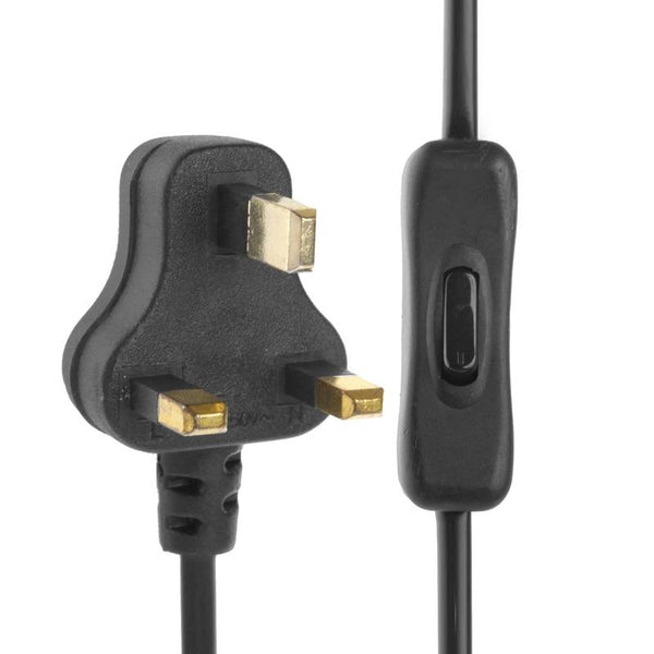 2 Prong Style UK Plug AC Power Cord with 304 Switch, Length: 1.2m(Black)