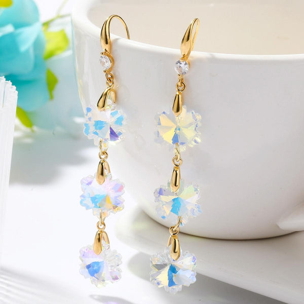 E2108-2 White AB Color Natural Crystal Handmade Earrings Zircon Long Earrings