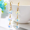 E2204-5 Pink Transparent Scattered Natural Crystal Handmade Earrings Zircon Long Earrings