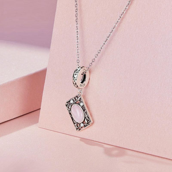 SCC2428 Sterling Silver S925 Zircon Square Tag Pattern Bracelet Beads