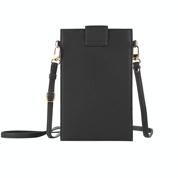 Litchi Texture Card Holder Mobile Phone Bag with Long Strap(Black)
