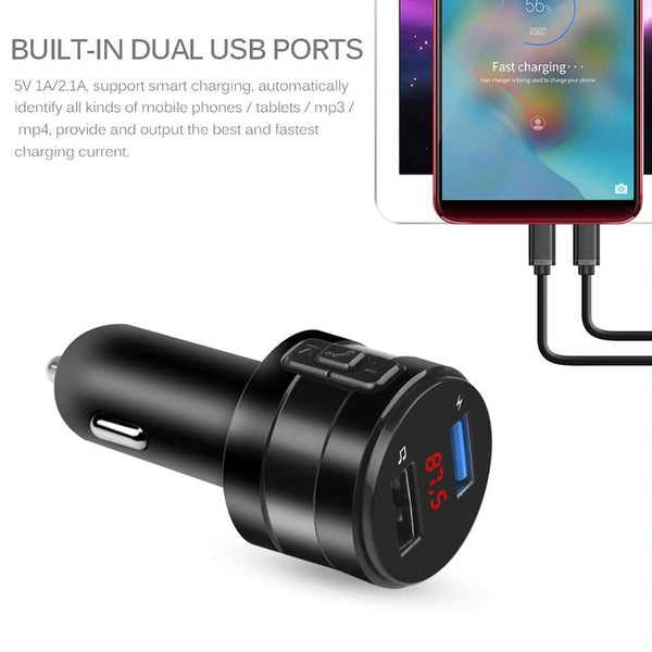 X20 Black Car Bluetooth Handsfree Car FM Transmitter Music Player Car Charger