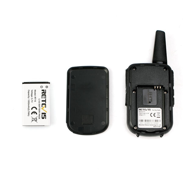 RETEVIS RT15 400-470MHz 16CHS Mini Two Way Radio Walkie Talkie, EU Plug(Black)