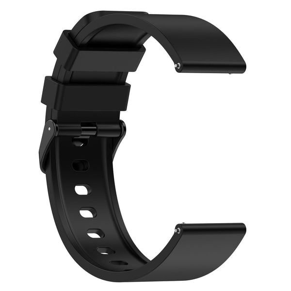 For Amazfit Bip 3 20mm Step Silicone Strap Stainless Steel Black Buckle(Black)