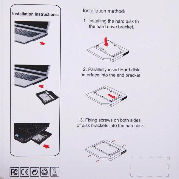Universal 9 / 9.5mm SATA3 Hard Disk Drive HDD Caddy Adapter Bay Bracket for Notebook(Black)