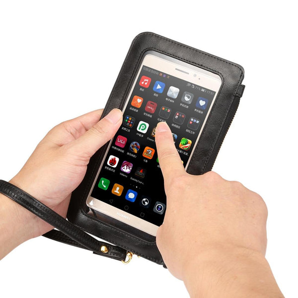 Universal Crazy Horse Texture Touch Screen Wallet Style PU Leather Shoulder Bag for Galaxy Note 8 & Mega 6.3, Huawei Mate 8 / Mate 7, etc. 6.3 inch Below(Black)