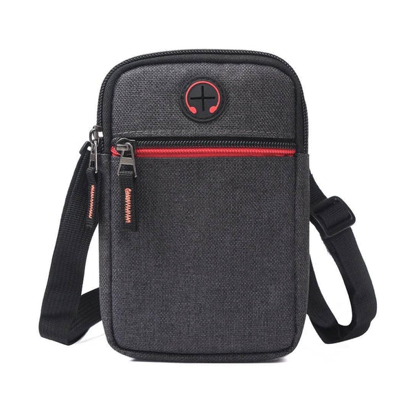 For 5.5-6.5 inch Mobile Phones Universal Canvas Waist Bag with Shoulder Strap & Earphone Jack(Navy Blue)