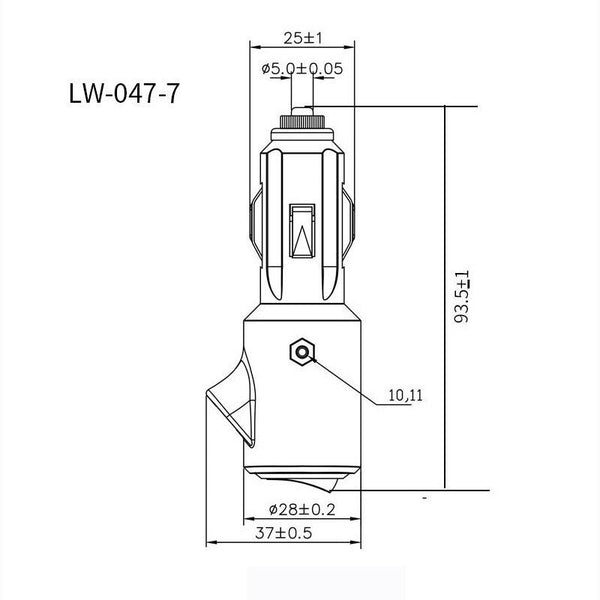 15A Car LED Indicator Light With Switch Cigarette Lighter Plug(Assembled)