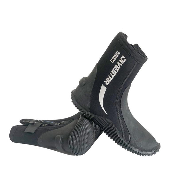 DIVESTAR 5mm Diving Boots Neoprene Shoes With Puncture Resistant Sole, Size: NO.8 (40/41)(Black)