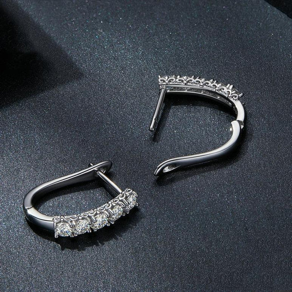 MSE011 Sterling Silver S925 Moissanite U-Shaped Pattern Earrings