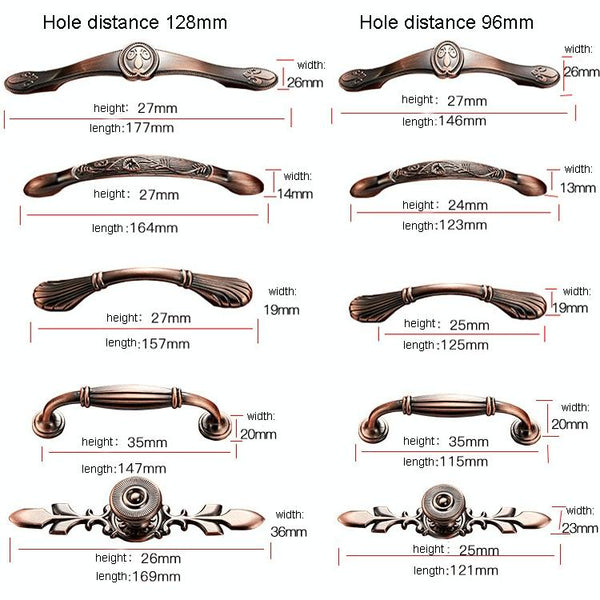 6029-96 Solid Wood Furniture Cabinet Handle Red Bronze Handles