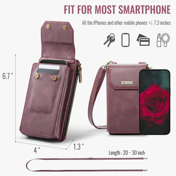 CaseMe Me40 Vertical Multifunctional Shoulder Crossbody Phone Bag(Red)