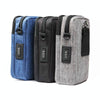 For 6-7 inch Mobile Phone Universal Silver Wire Canvas Waist Bag with Shoulder Strap & Earphone Hole & USB Cable Hole(Black Blue)