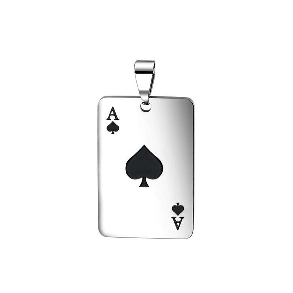 OPK 1542 Titanium Steel Men Necklace Personality Poker Pendant, Color: Black Without Chain