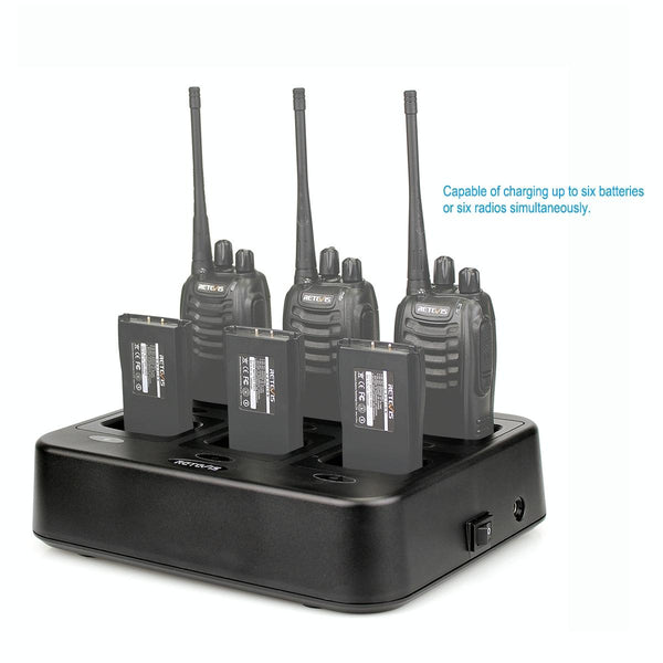 RETEVIS RTC777 Six-Way Walkie Talkie Charger for Retevis H777, US Plug