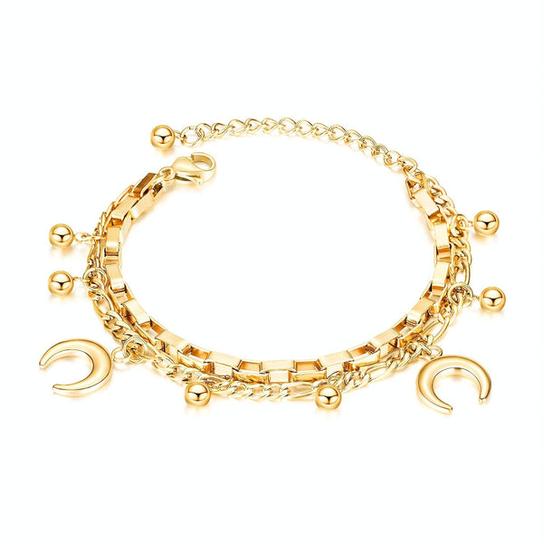 Multi-Layer Stainless Steel Bracelet Ladies Hand Jewelry, Style: 1060Gold Plated