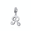 S925 Sterling Silver 26 English Letter Pendant DIY Bracelet Necklace Accessories, Style:R