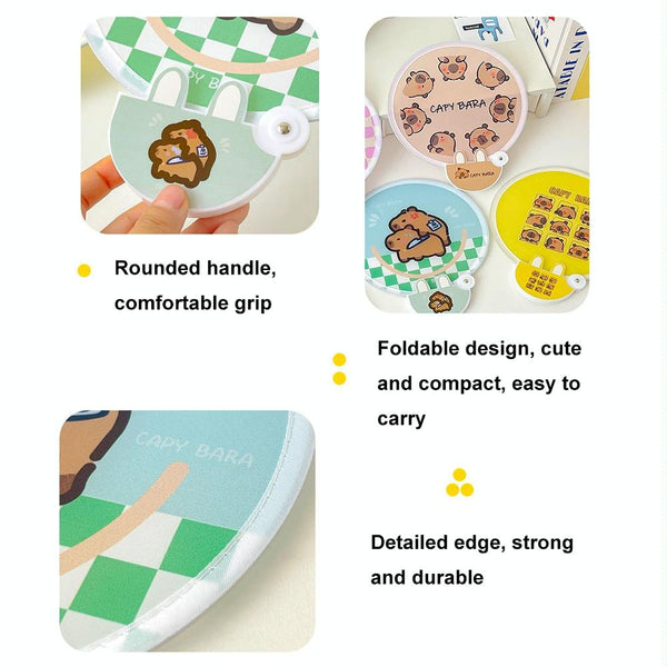 2-In-1 Portable Cute Cartoon Selfie Fill Light Reflector Folding Fan(12)