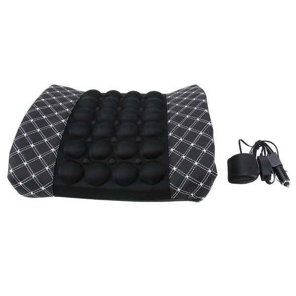 12V Four Season Chemical Fiber Wrapping Lumbar Seat Relaxation Waist Support Cushion for Car Office Family (White)