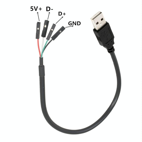 USB Male JUNSUNMAY USB 2.0 A to Female 4 Pin Dupont Motherboard Header Adapter Extender Cable, Length: 0.3m
