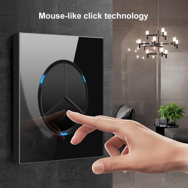86mm Round LED Tempered Glass Switch Panel, Black Round Glass, Style:One Billing Control