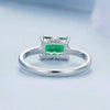 BSR461-8 S925 Sterling Silver White Gold Plated Light Luxury Green Diamond Ring Hand Decoration