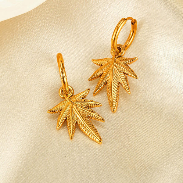 OPK GE914 1pair Personalized Stainless Steel Maple Leaf Earrings