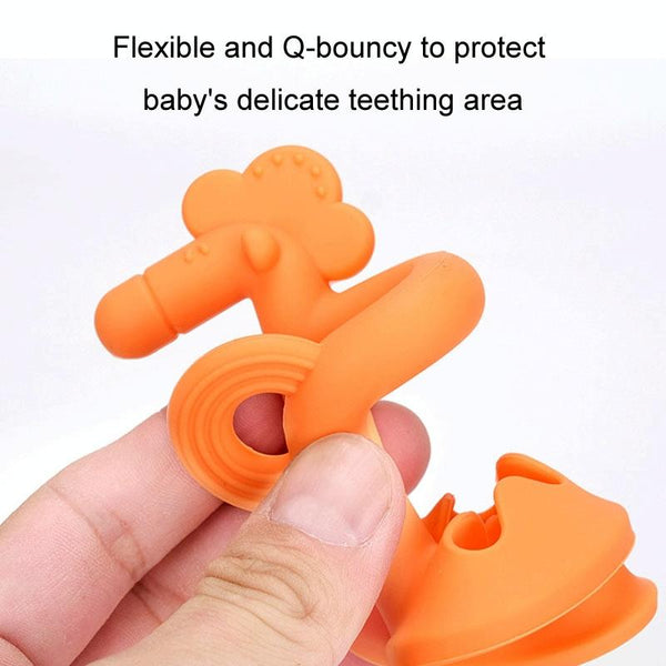 Silicone Baby Teether Anti-Eating Hand Bracelets Baby Teething Stick Toy, Color: Pony+Box Blue